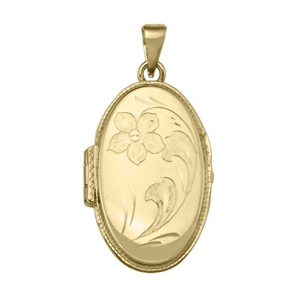 Engraved gold oval locket