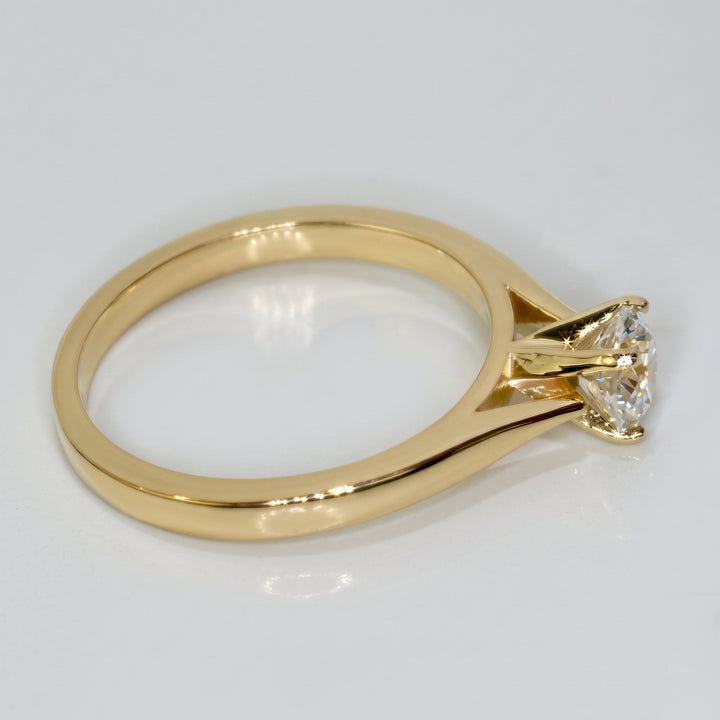 0.56 Ct Round Natural Diamond Solitaire Engagement Ring in 14K Yellow Gold — View 3