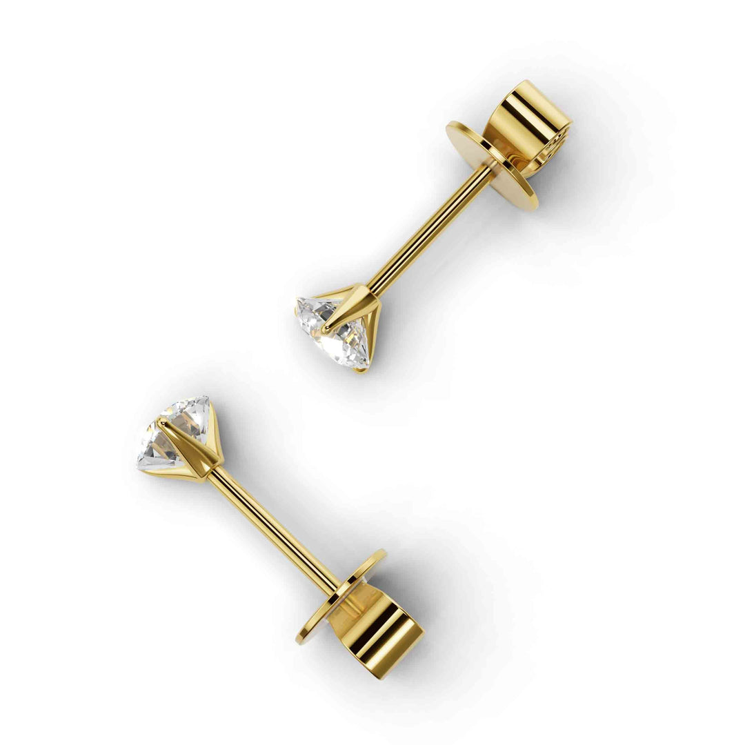 Pair of 0.5 carat total round lab-grown diamond martini stud earrings with secure backings