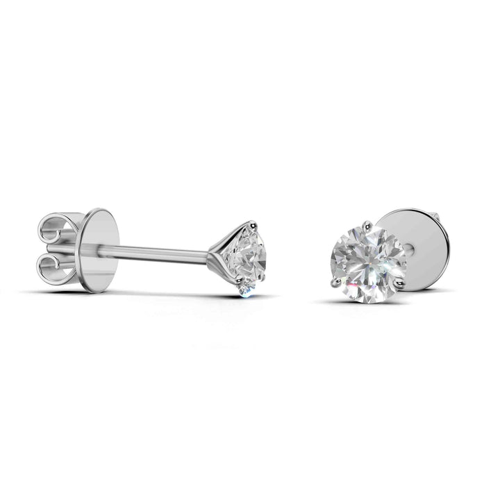 Pair of 0.5 carat total round lab-grown diamond martini stud earrings with secure backings