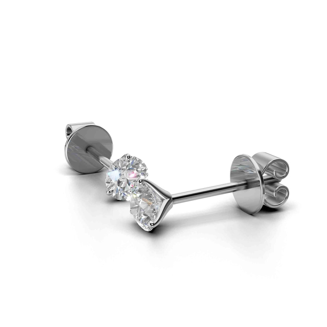 Pair of 0.5 carat total round lab-grown diamond martini stud earrings with secure backings