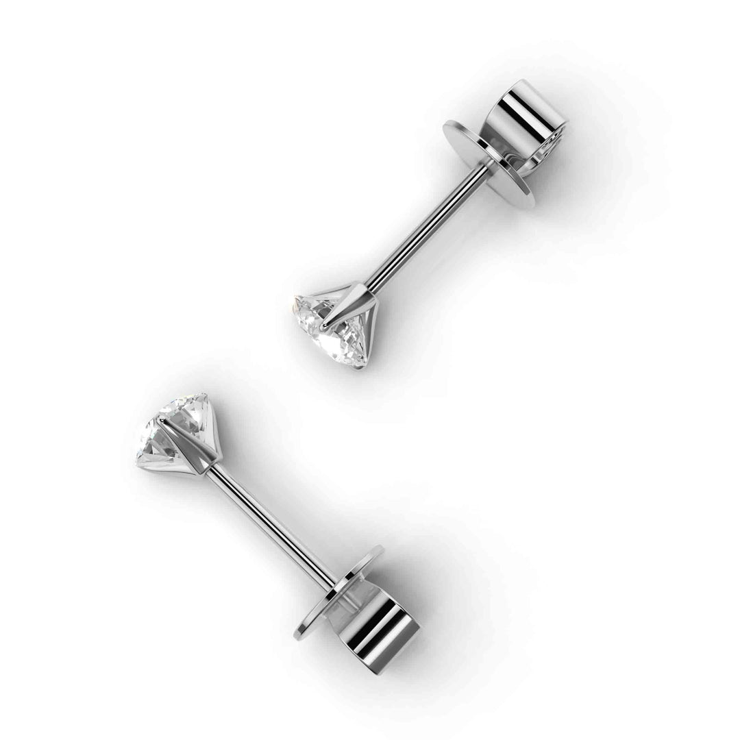 Pair of 0.5 carat total round lab-grown diamond martini stud earrings with secure backings