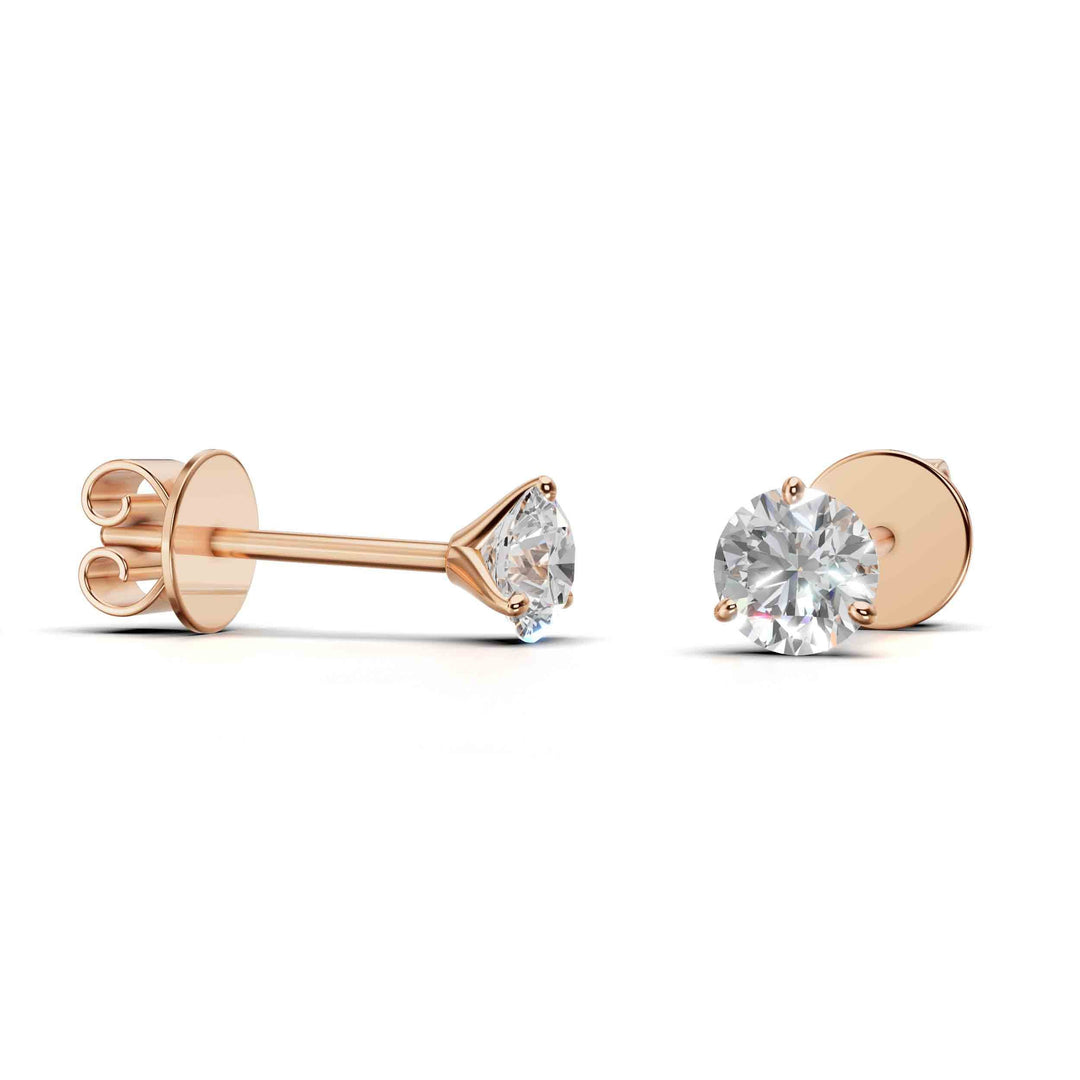 Pair of 0.5 carat total round lab-grown diamond martini stud earrings with secure backings