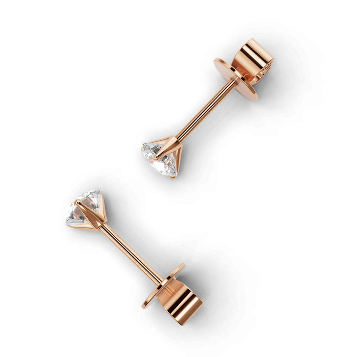 Pair of 0.5 carat total round lab-grown diamond martini stud earrings with secure backings