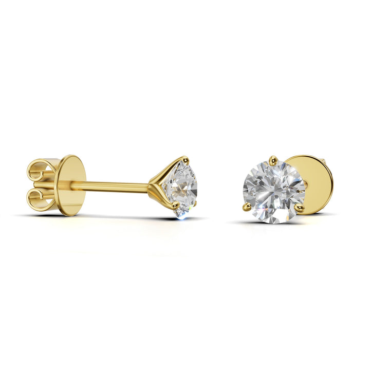 Pair of 0.7 carat total round lab-grown diamond martini stud earrings with secure backings