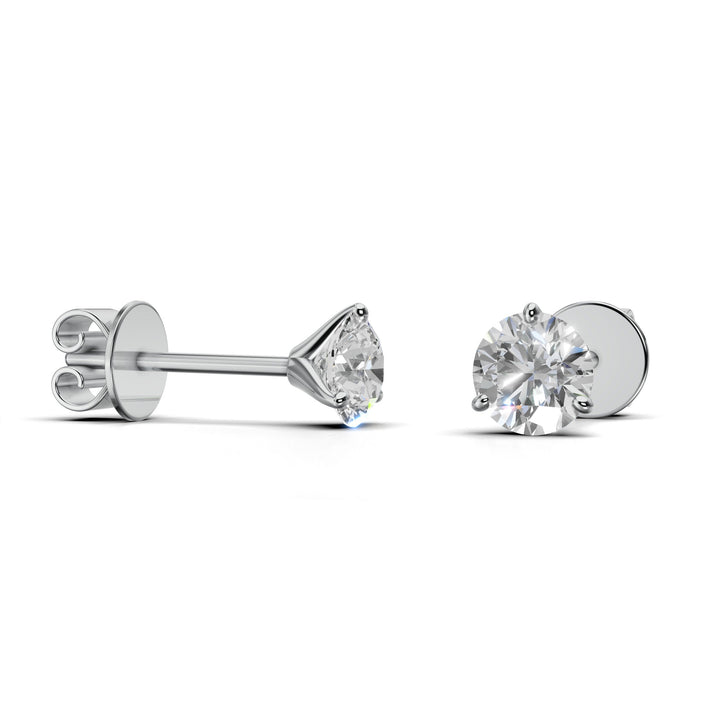 Pair of 0.5 carat total round lab-grown diamond martini stud earrings with secure backings