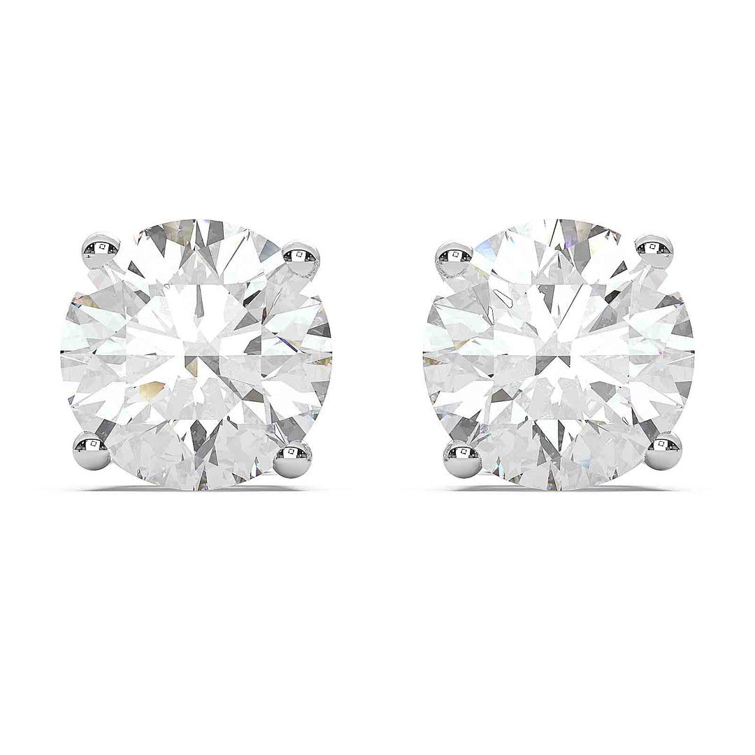 1.6 carat total round lab-grown diamond stud earrings with a four-prong basket setting.