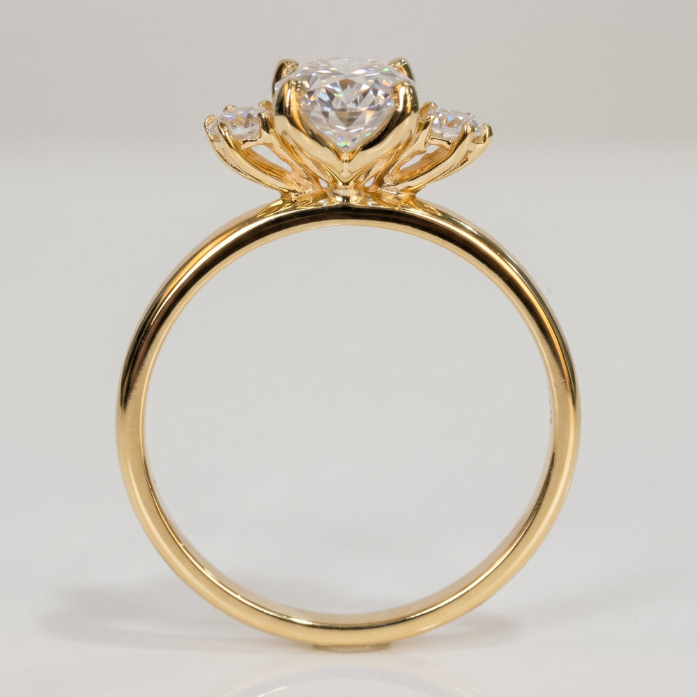 1.03 Ct Oval Lab-Grown Diamond Three-Stone Engagement Ring in 14K Yellow Gold — D/VVS2 IGI Certified — View 3