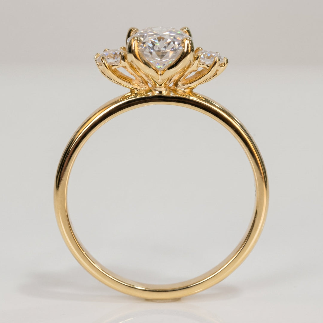 1.03 Ct Oval Lab-Grown Diamond Three-Stone Engagement Ring in 14K Yellow Gold — D/VVS2 IGI Certified — View 3