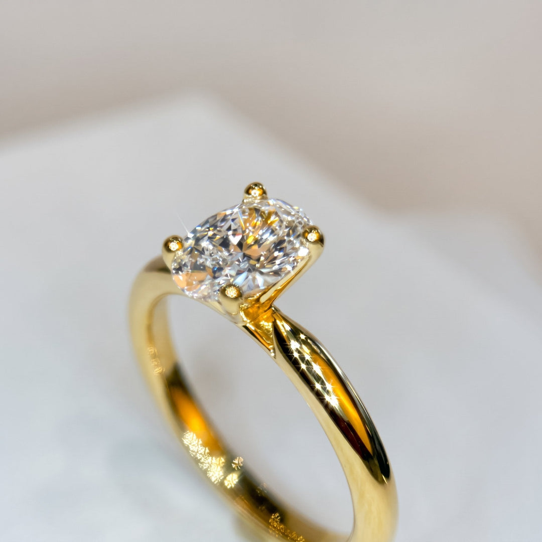 1.04 Ct Oval Lab-Grown Diamond Solitaire Engagement Ring in 14K Yellow Gold — D/VVS2 IGI Certified — View 4