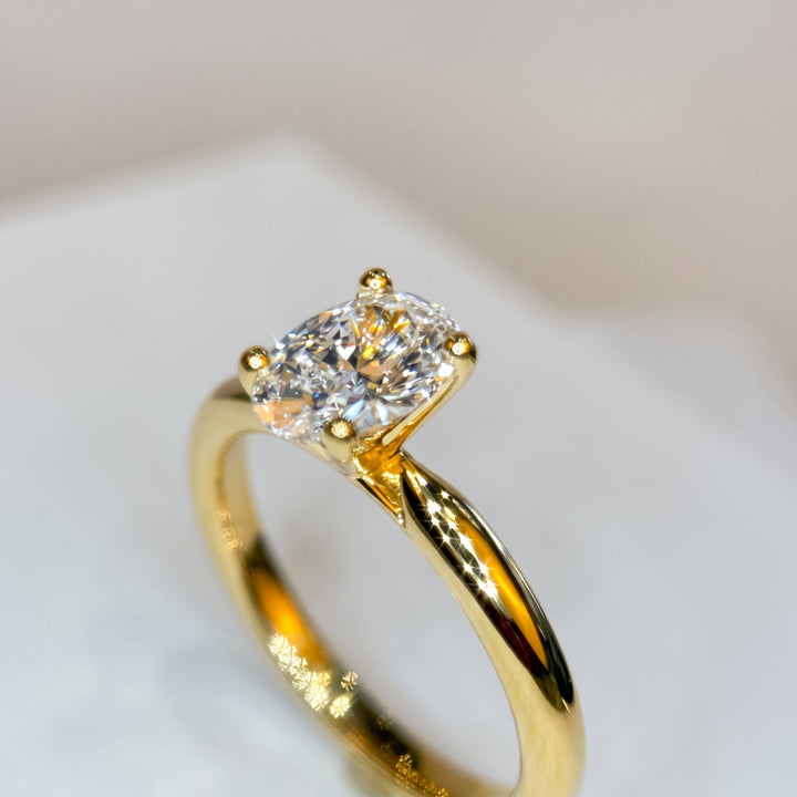 1.04 Ct Oval Lab-Grown Diamond Solitaire Engagement Ring in 14K Yellow Gold — D/VVS2 IGI Certified — View 4