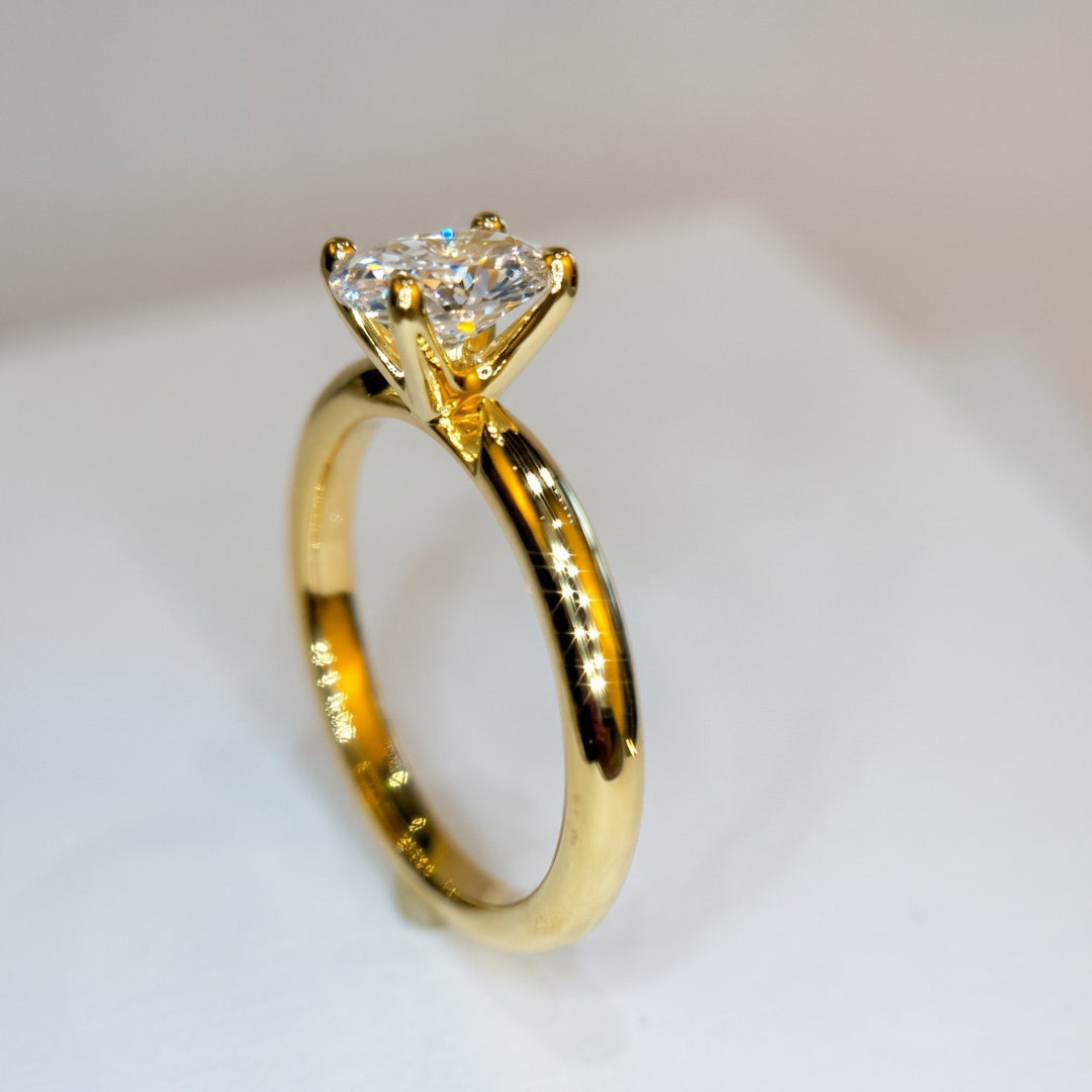 1.04 Ct Oval Lab-Grown Diamond Solitaire Engagement Ring in 14K Yellow Gold — D/VVS2 IGI Certified — View 3