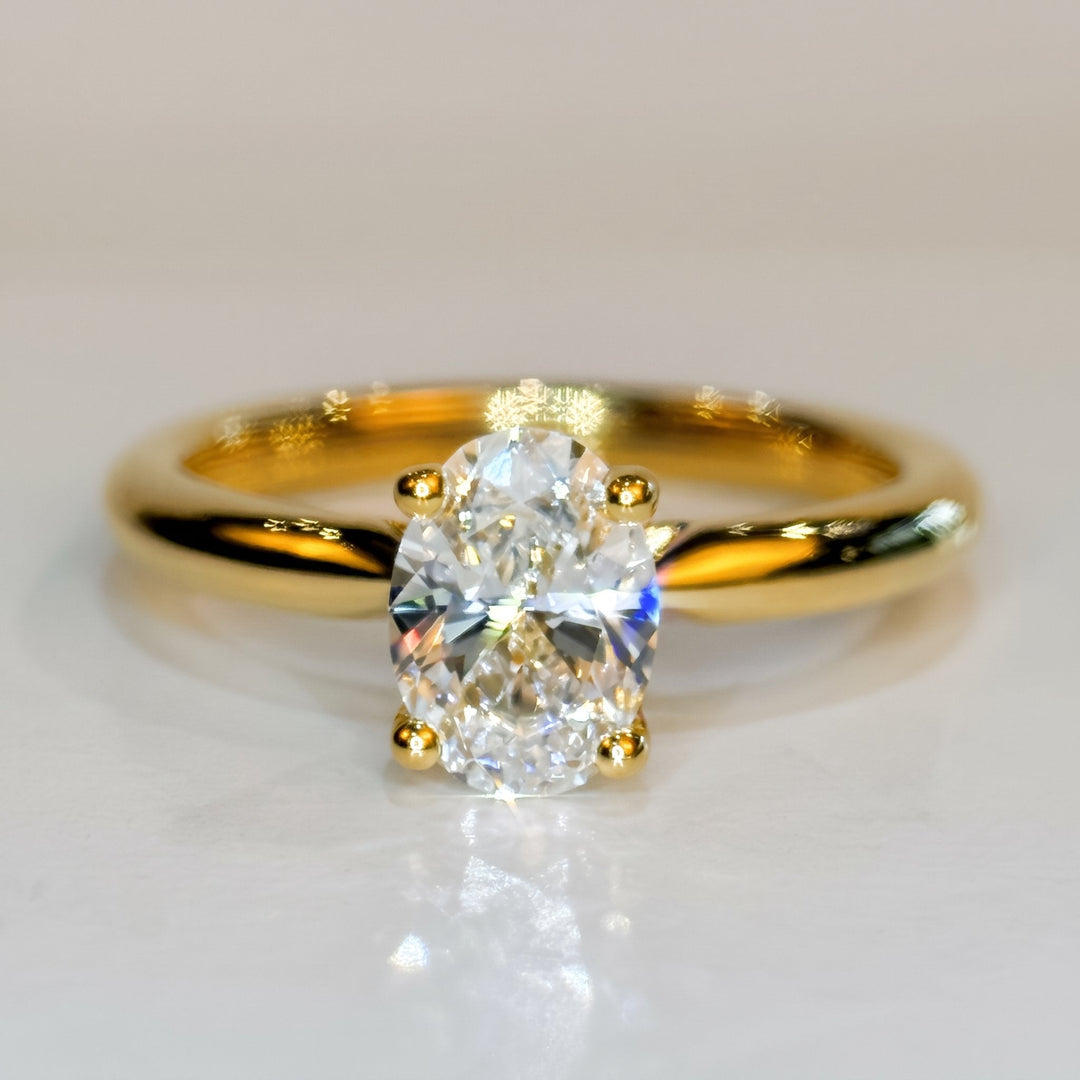 1.04 Ct Oval Lab-Grown Diamond Solitaire Engagement Ring in 14K Yellow Gold — D/VVS2 IGI Certified — View 5
