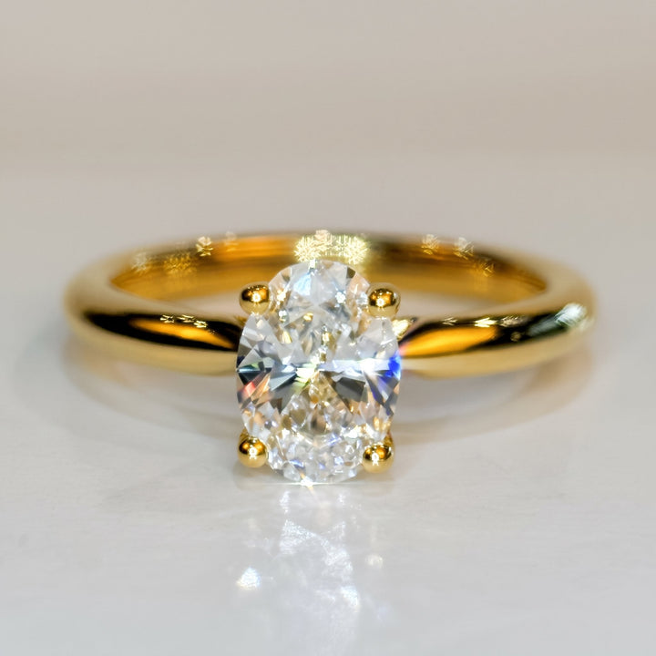 1.04 Ct Oval Lab-Grown Diamond Solitaire Engagement Ring in 14K Yellow Gold — D/VVS2 IGI Certified — View 5