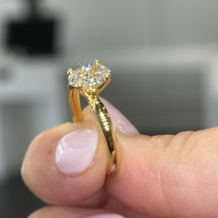 1.04 Ct Oval Lab-Grown Diamond Solitaire Engagement Ring in 14K Yellow Gold — D/VVS2 IGI Certified — View 6