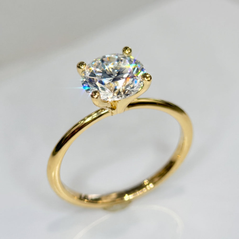 1.51 Ct Round Lab-Grown Diamond Solitaire Engagement Ring in 14K Yellow Gold — D/VVS2 IGI Certified