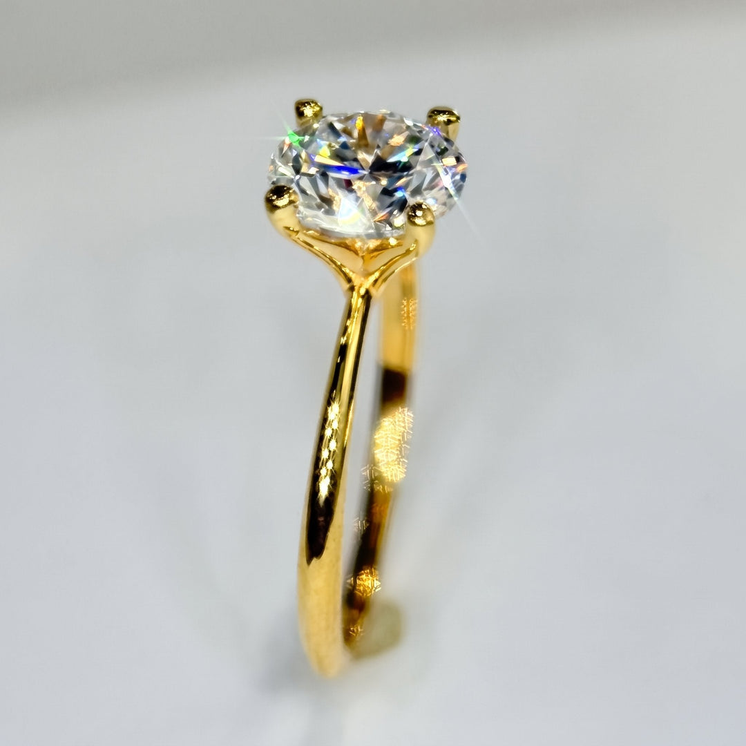 1.51 Ct Round Lab-Grown Diamond Solitaire Engagement Ring in 14K Yellow Gold — D/VVS2 IGI Certified — View 3