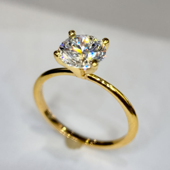 1.51 Ct Round Lab-Grown Diamond Solitaire Engagement Ring in 14K Yellow Gold — D/VVS2 IGI Certified — View 5