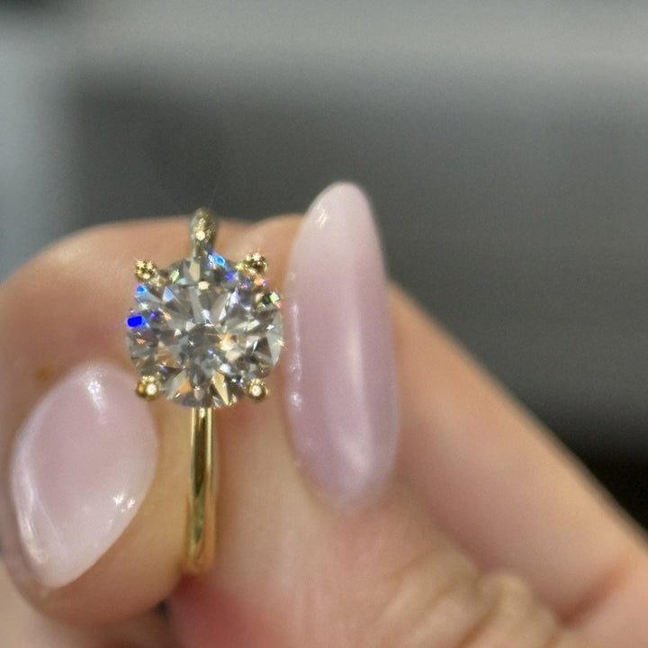 1.51 Ct Round Lab-Grown Diamond Solitaire Engagement Ring in 14K Yellow Gold — D/VVS2 IGI Certified — View 6