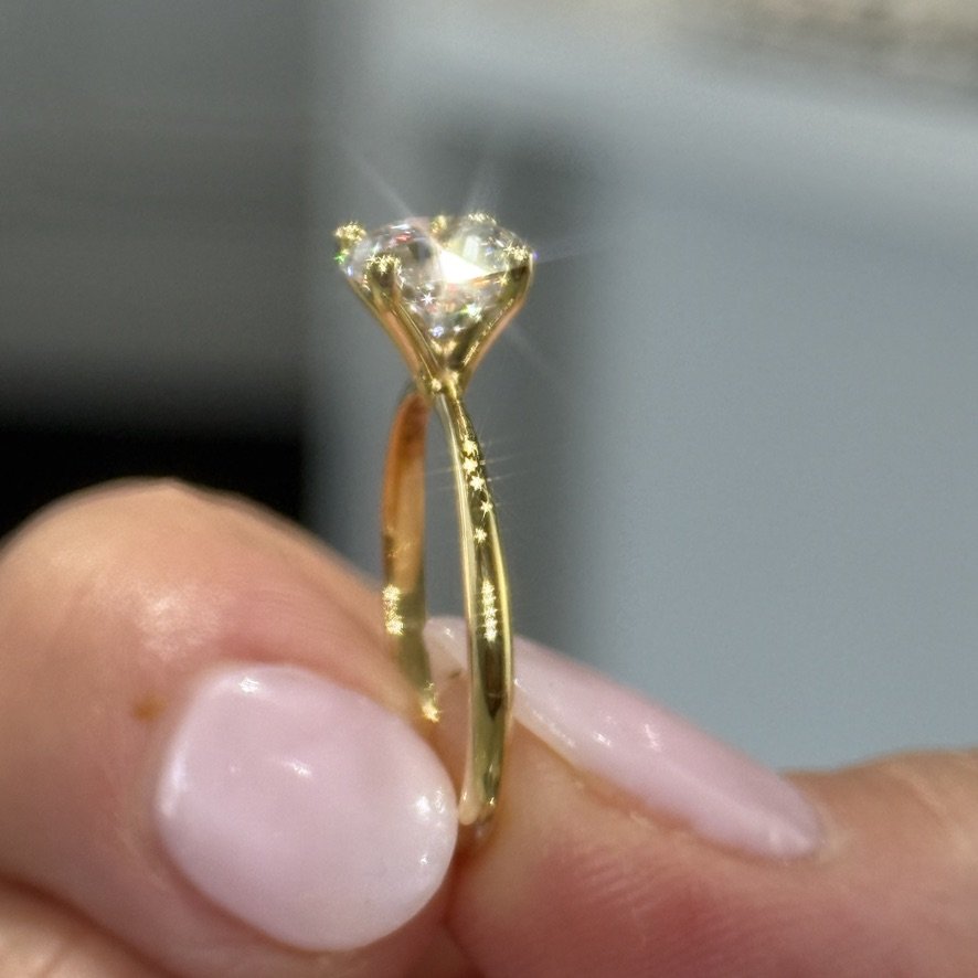 1.51 Ct Round Lab-Grown Diamond Solitaire Engagement Ring in 14K Yellow Gold — D/VVS2 IGI Certified — View 8