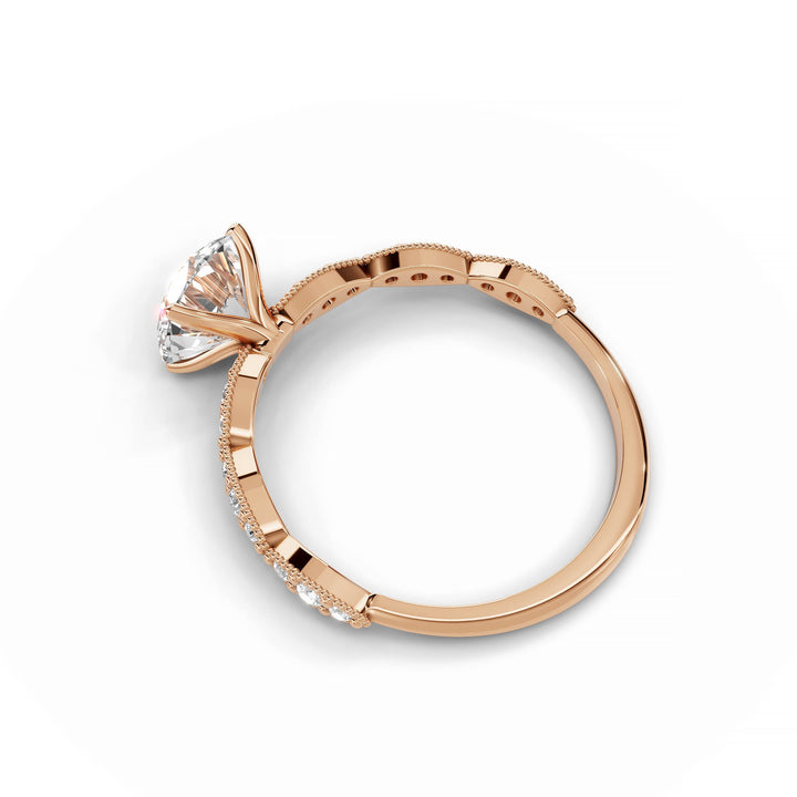 Round diamond scalloped band ring rose gold