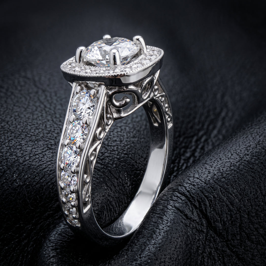 1.02 CT Lab Grown Diamond Halo Engagement Ring, 14K White Gold