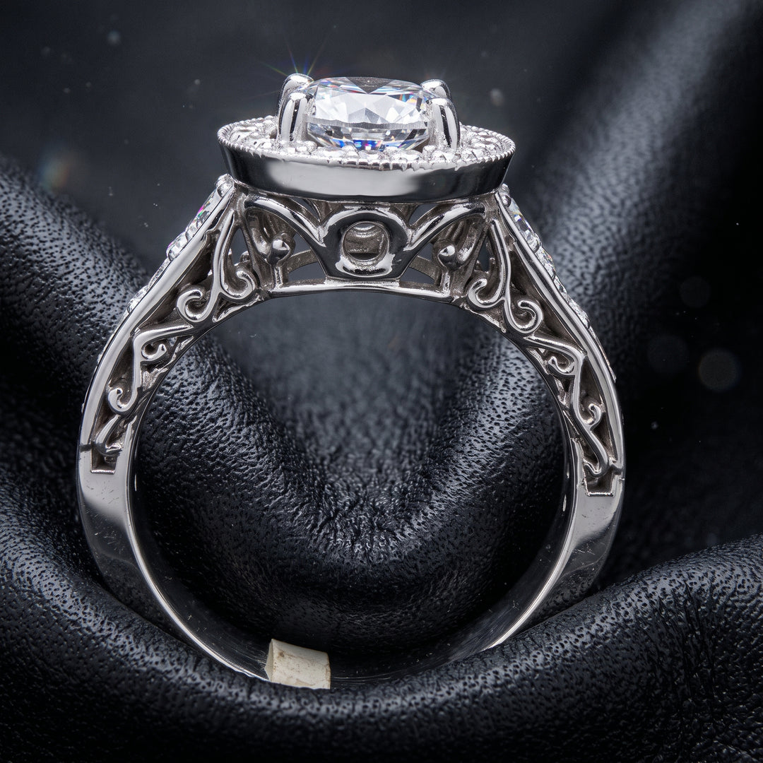 1.02 CT Lab Grown Diamond Halo Engagement Ring, 14K White Gold
