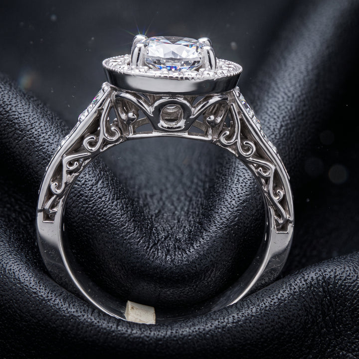 1.02 CT Lab Grown Diamond Halo Engagement Ring, 14K White Gold