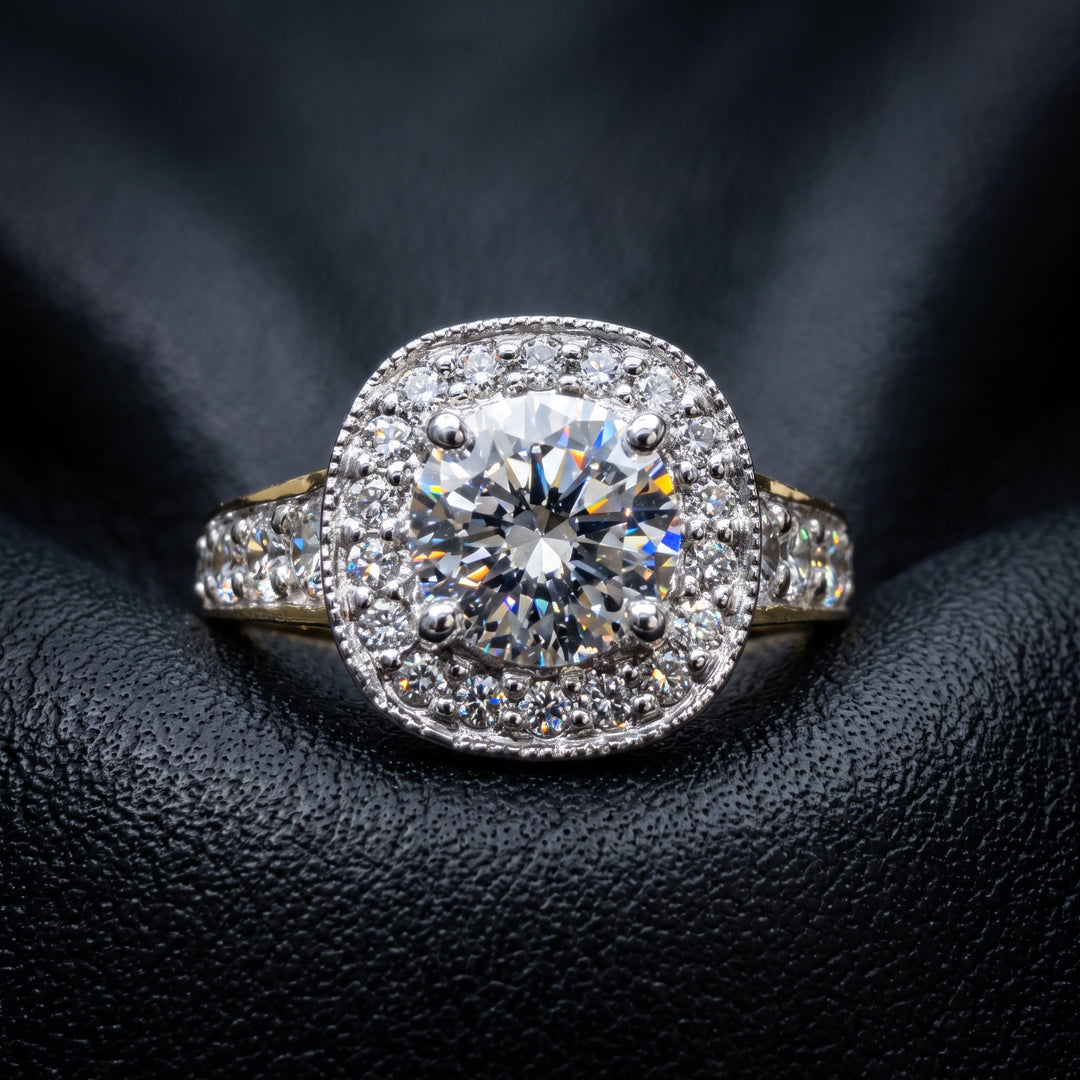 1.02 CT Lab Grown Diamond Halo Engagement Ring, 14K White Gold
