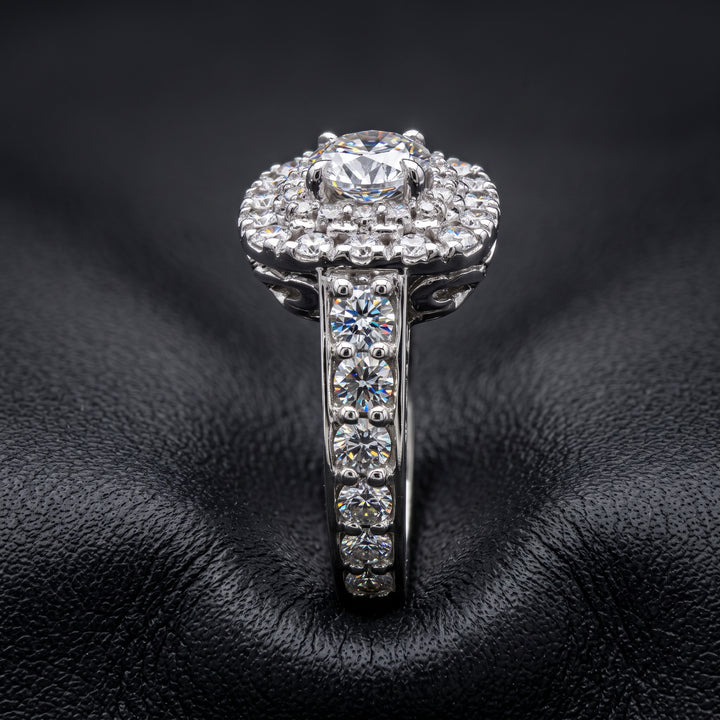 1.03 CT Lab-Grown Diamond Engagement Ring with Double Halo, 14K Gold