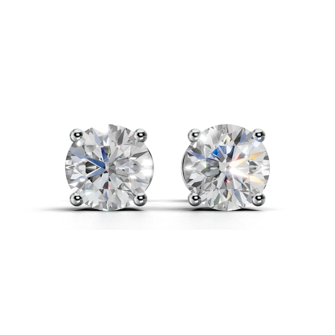 1 carat round lab-grown diamond double gallery stud earrings with secure setting