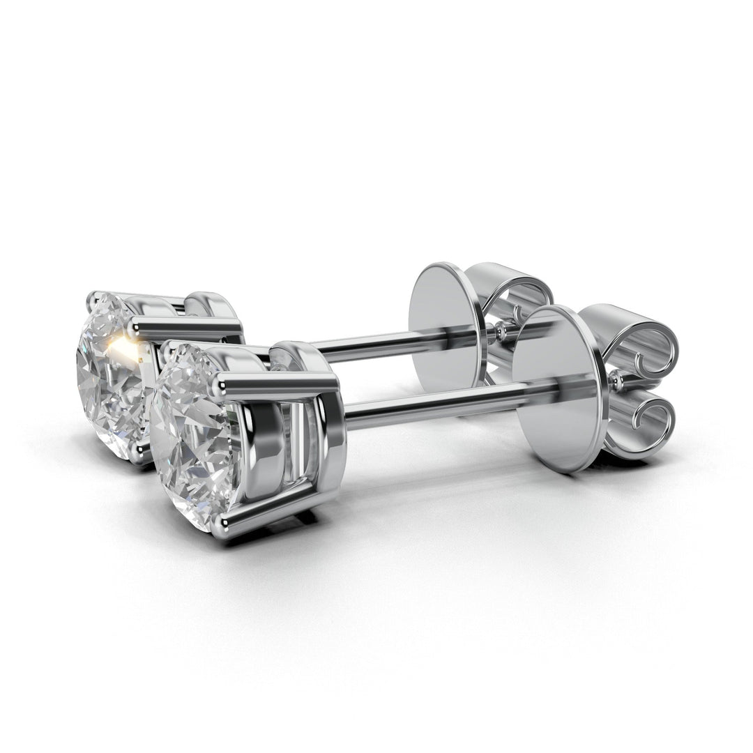 1.5 carat round lab-grown diamond double gallery stud earrings with secure setting