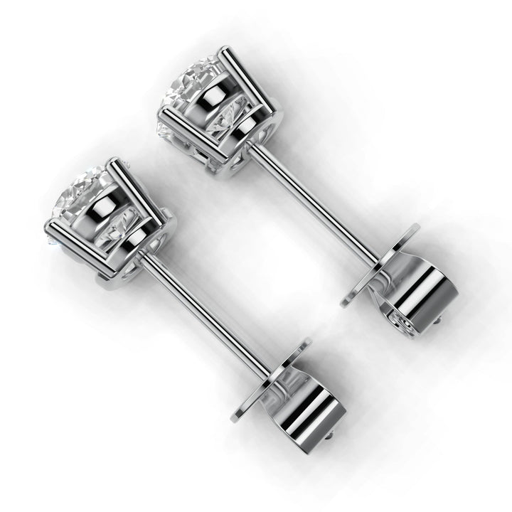 1 carat round lab-grown diamond double gallery stud earrings with secure setting