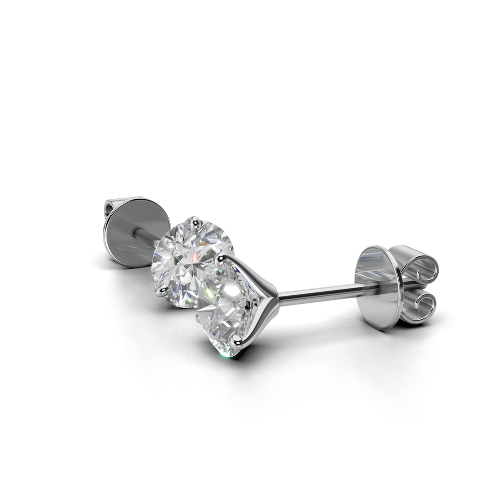 Pair of 1.5 carat total round lab-grown diamond martini stud earrings with secure backings