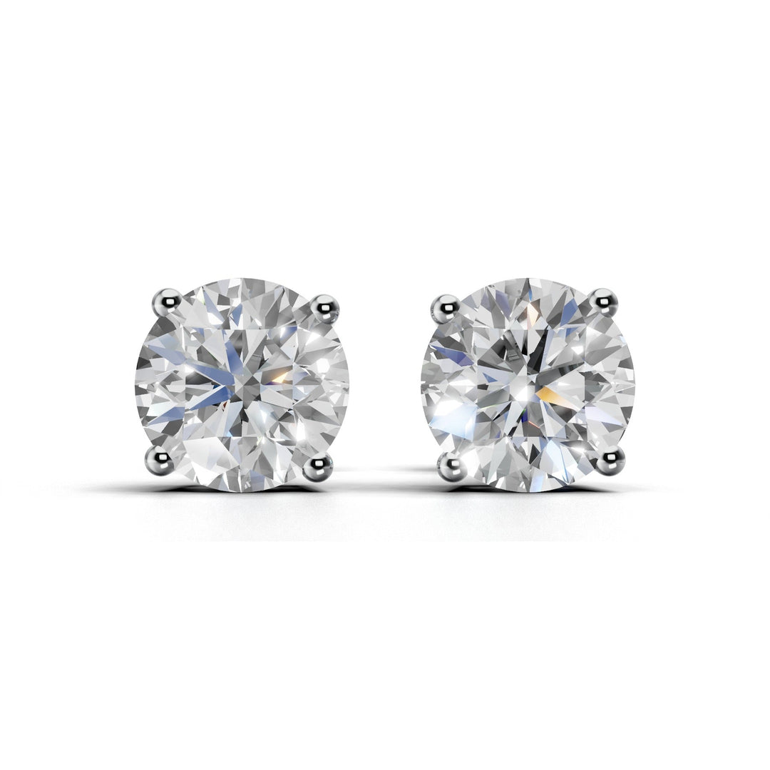 1.7 carat round lab-grown diamond double gallery stud earrings with secure setting