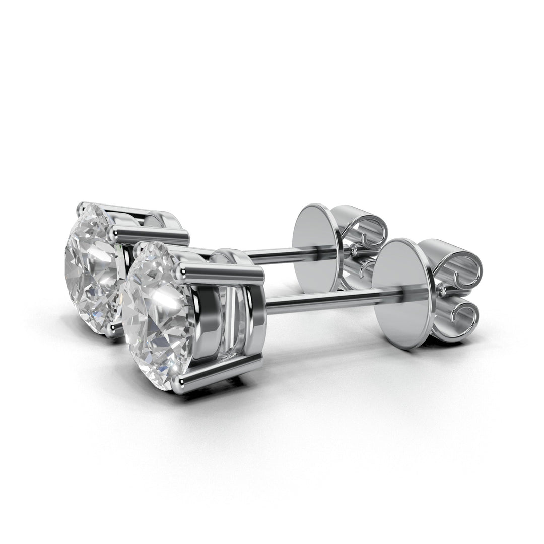 1.7 carat round lab-grown diamond double gallery stud earrings with secure setting