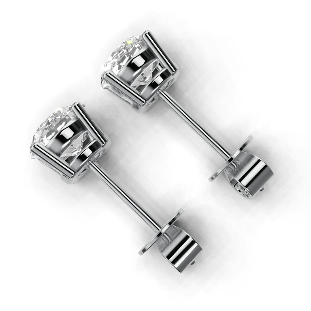 1.7 carat round lab-grown diamond double gallery stud earrings with secure setting