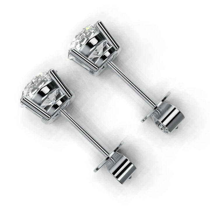 1.7 carat round lab-grown diamond double gallery stud earrings with secure setting