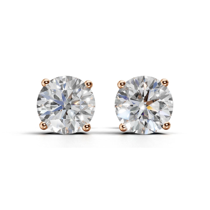 1.7 carat round lab-grown diamond double gallery stud earrings with secure setting