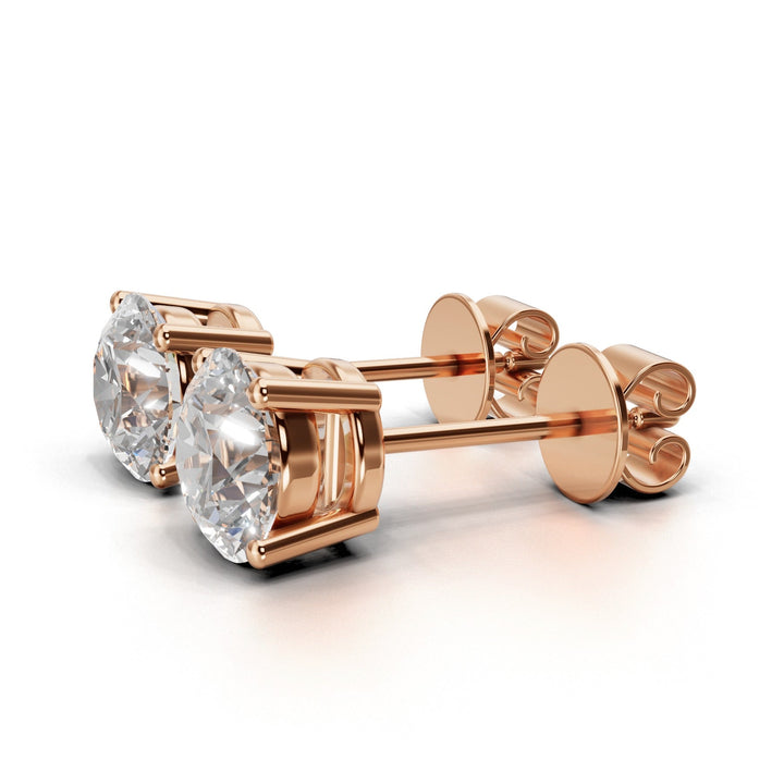 1.7 carat round lab-grown diamond double gallery stud earrings with secure setting