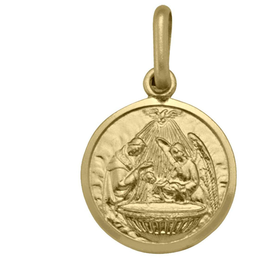 Yellow Gold Baptism Medal — front view