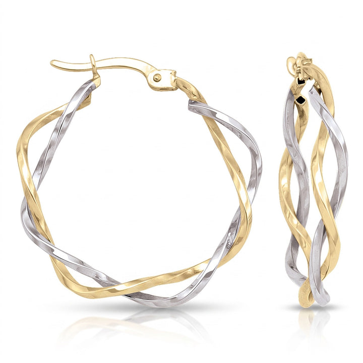 Two Tone Fancy Hoop Earrings, 26.1mm