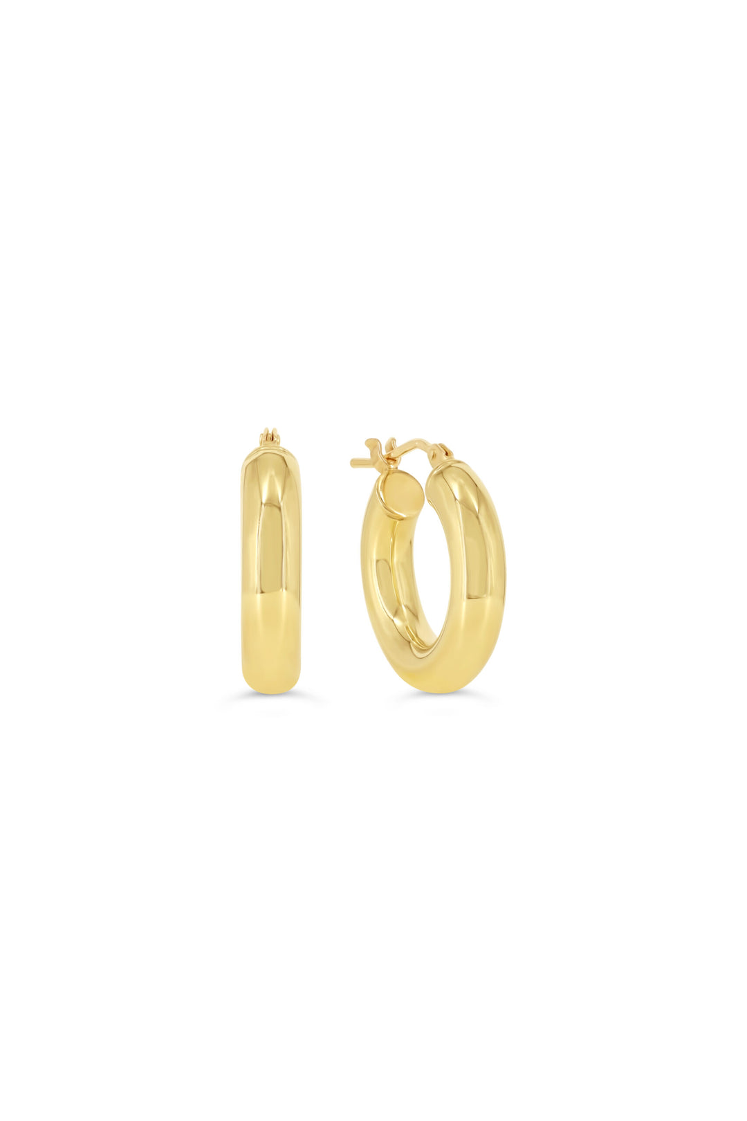 10K 4mm Round Tube Hoop Earrings, Small - 10k Yellow Gold