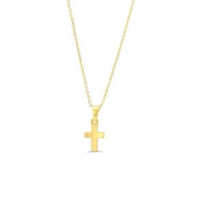 10K Cross Pendant with Cable Chain - 10k Yellow Gold
