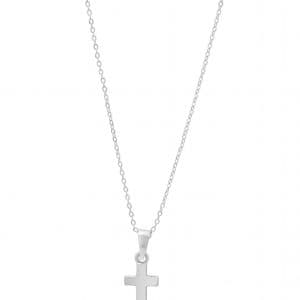 10K Cross Pendant with Cable Chain - 10k White Gold
