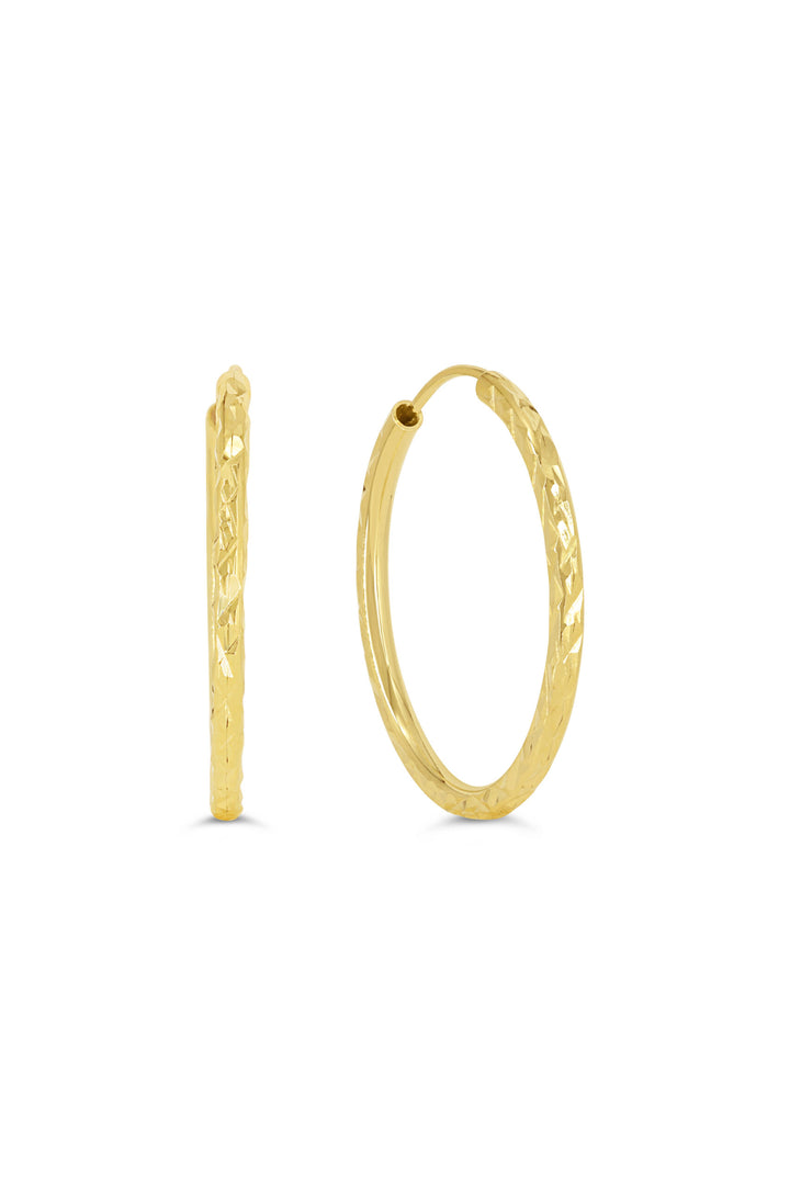 10K Diamond Cut Endless Sleeper Hoop Earrings, 19mm - 10k Yellow Gold