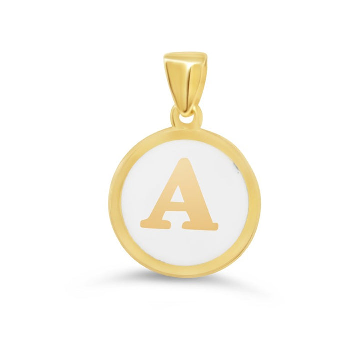 10K Yellow Gold Enamel Initial A Pendant — product photo