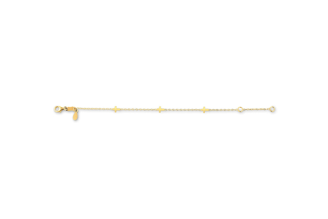 10K Multi-Cross Baby Bracelet - 10k Yellow Gold