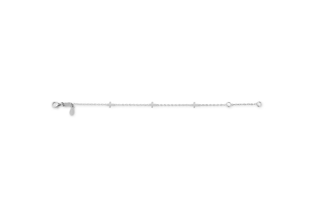 10K Multi-Cross Baby Bracelet - 10k White Gold
