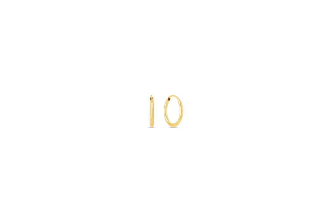10K Polished Endless Sleeper Hoop Earrings, 10mm - 10k Yellow Gold